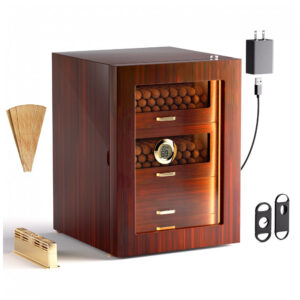 Humidor para Charutos CINOROW com LED Ajustável 3 Gavetas Cedro Espanhol 100 150 Charutos