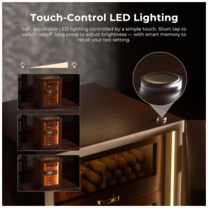 Humidor para Charutos CINOROW com LED Ajustável 3 Gavetas Cedro Espanhol 100 150 Charutos