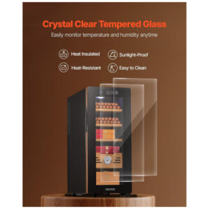 Humidor Elétrico VEVOR Preto Controle Temperatura 250 Charutos 110V