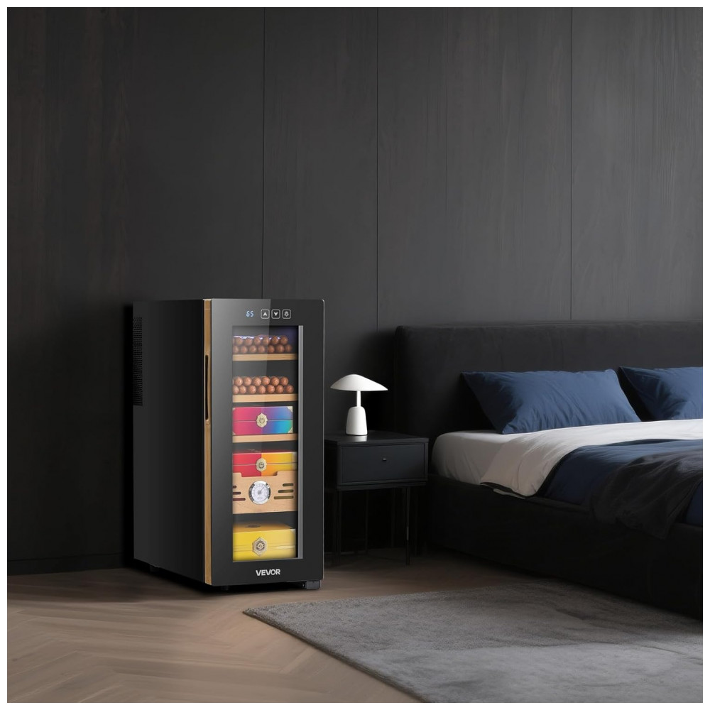 Humidor Elétrico VEVOR Preto Controle Temperatura 250 Charutos 110V