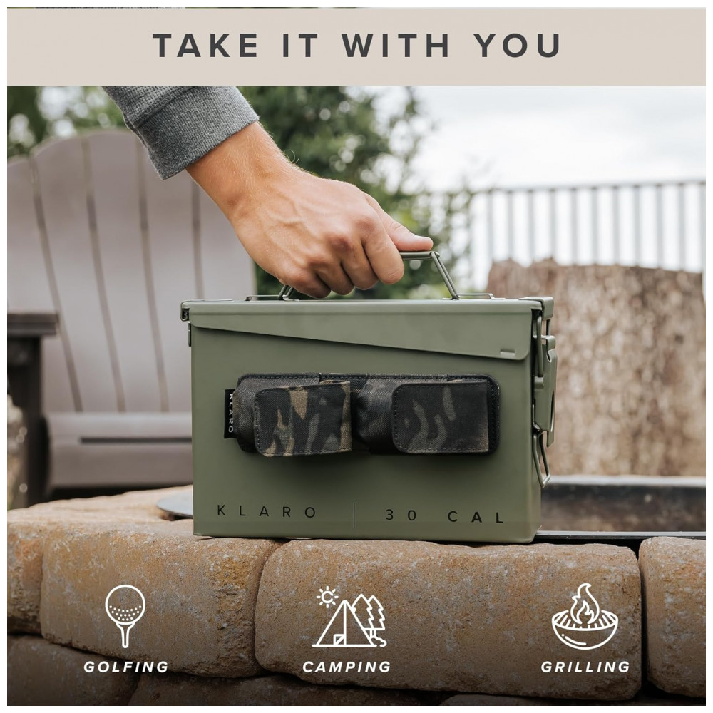 Humidor para Charutos Case Elegance Verde Militar Caixa Munição 30 Cal com Divisor e Bandeja Cedro