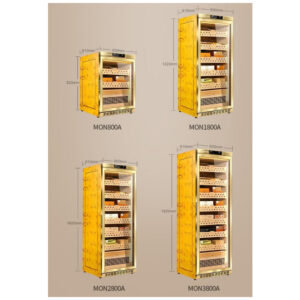 Gabinete Umidor Raching MON2800A Preto Madeira Controle Climático 1.500 Charutos 110V