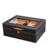 Humidor de Charutos MidiLi Tampa de Vidro Couro Higrômetro Cedro Capacidade 50 Charutos