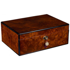 Humidor para Charutos Daniel Marshall 125 Unidades Madeira Burl com Bandeja Removível