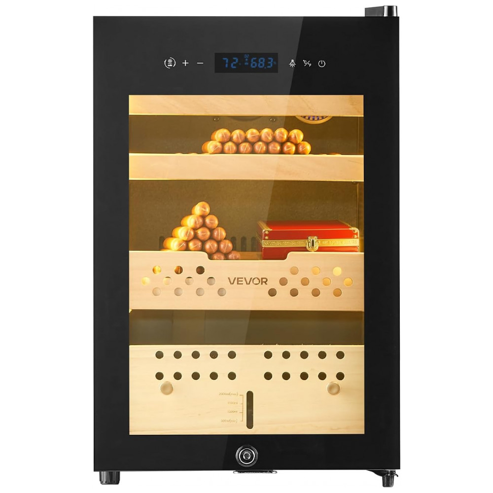 Humidor Elétrico VEVOR 60L Preto Compressor Refrigeração Controle Temperatura Umidade