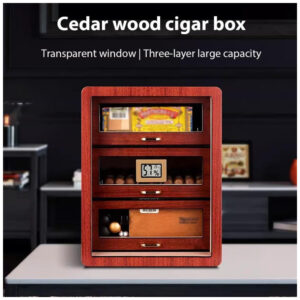 Humidor PA DABAOO Modelo B 3 Gavetas Madeira Cedro com Higrômetro Digital