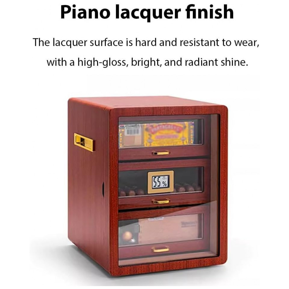 Humidor PA DABAOO Modelo B 3 Gavetas Madeira Cedro com Higrômetro Digital