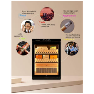 Humidor Elétrico Raching MON800A Preto Controle Climático 600 Charutos 140L 110V