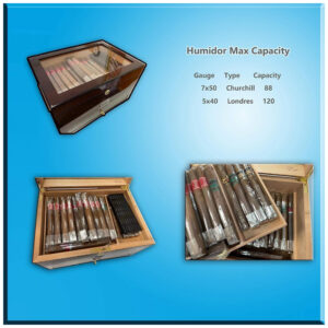 Humidor Expositor EWT Mogno Escuro 70 120 Charutos com Gaveta e Higrômetro Digital