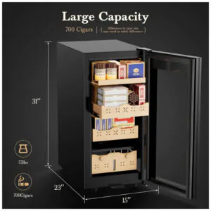 Umidificador Eletrônico para Charutos Mirfee Preto 85L com Controle Inteligente de Temperatura e Umidade 110V