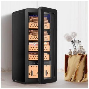 Humidor Elétrico RCJCQSR Preto com Resfriamento, Aquecimento e Controle de Umidade para 500 Charutos com Gavetas de Cedro Espanhol 110V