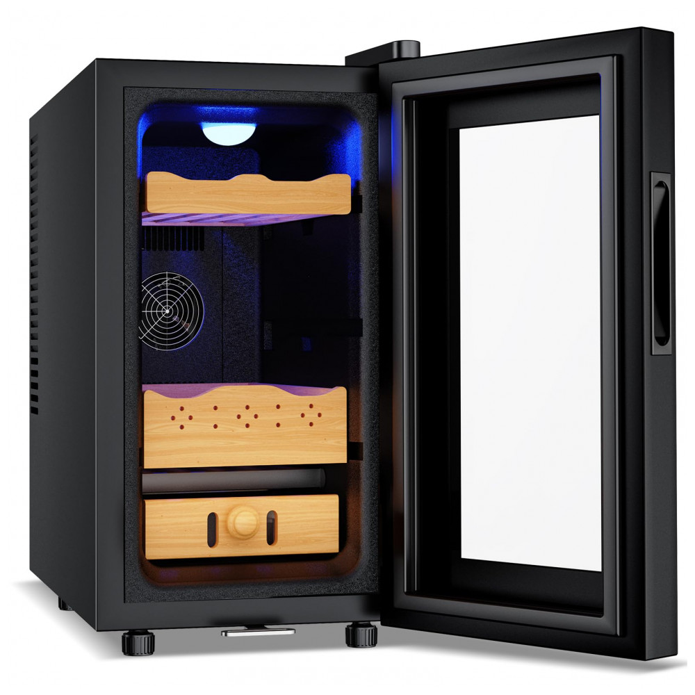 Humidor Elétrico Velivi Preto 25L Controle Digital Temperatura Trava Segurança 115V