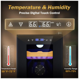 Humidor Elétrico Velivi Preto 25L Controle Digital Temperatura Trava Segurança 115V