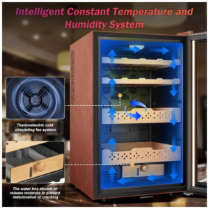 Humidor Elétrico Velivi KMYL 42 Preto 70L com Controle Digital de Temperatura e Umidade 110V