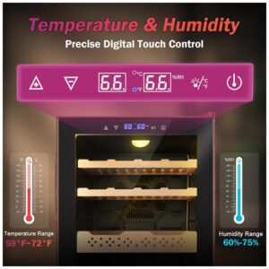 Humidor Elétrico Velivi KMYL 42 Preto 70L com Controle Digital de Temperatura e Umidade 110V