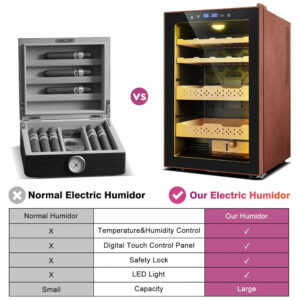 Humidor Elétrico Velivi KMYL 42 Preto 70L com Controle Digital de Temperatura e Umidade 110V