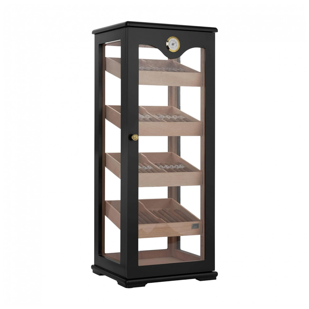 Umidificador para Charutos Quality Importers Mogno com Vidro Temperado para 100 Charutos HUM DIS7