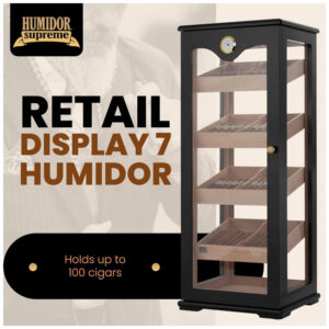 Umidificador para Charutos Quality Importers Mogno com Vidro Temperado para 100 Charutos HUM DIS7