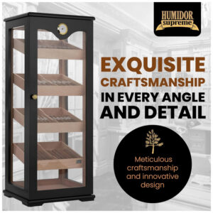 Umidificador para Charutos Quality Importers Mogno com Vidro Temperado para 100 Charutos HUM DIS7