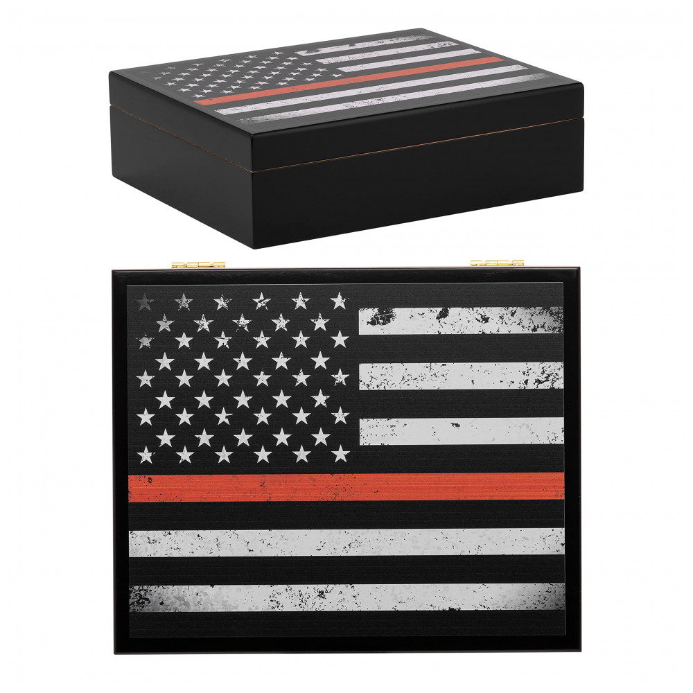 Humidor Supreme Preto Série Red Line 20 Charutos Cedro Espanhol Interior