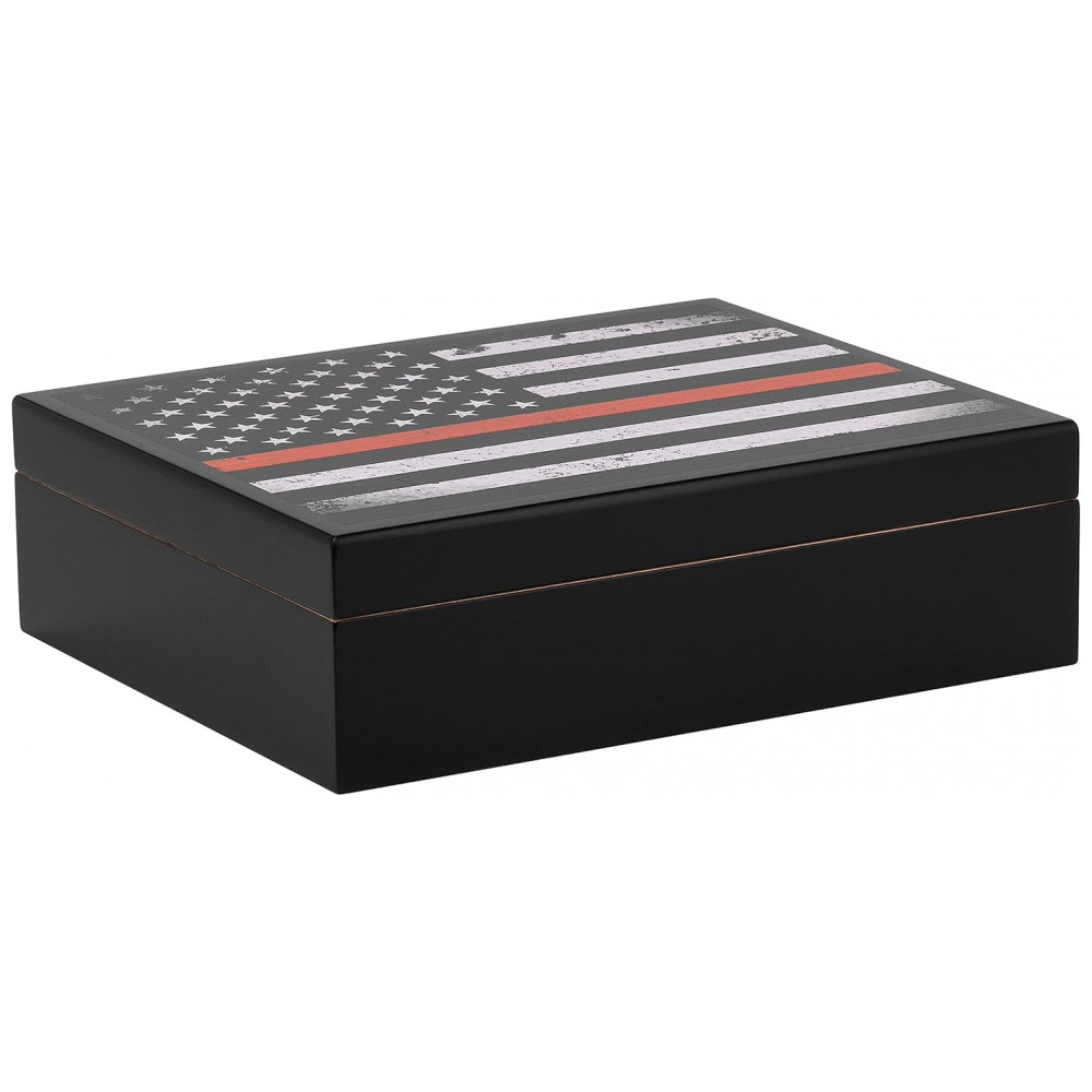 Humidor Supreme Preto Série Red Line 20 Charutos Cedro Espanhol Interior