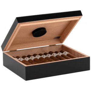 Humidor Supreme Preto Série Red Line 20 Charutos Cedro Espanhol Interior