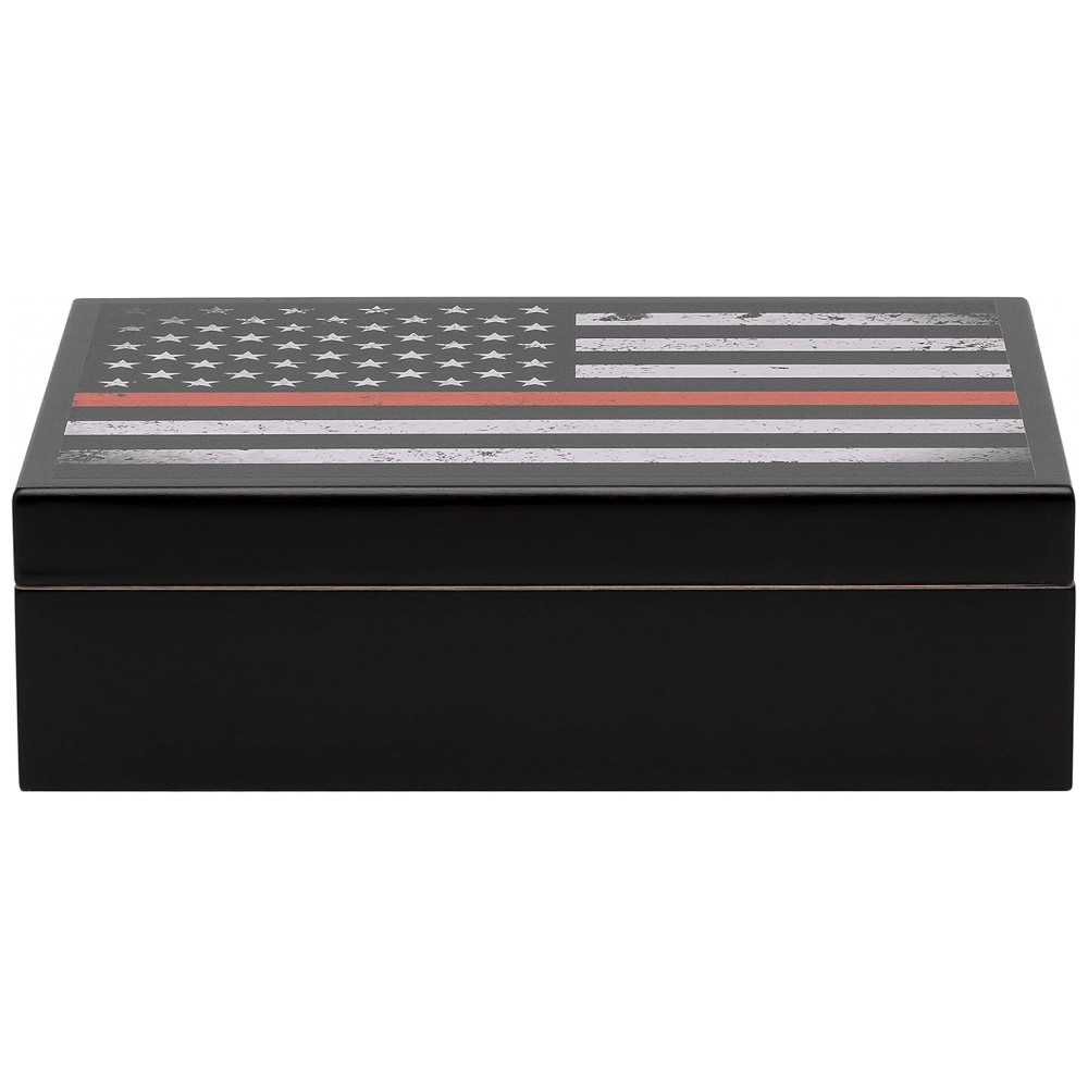 Humidor Supreme Preto Série Red Line 20 Charutos Cedro Espanhol Interior