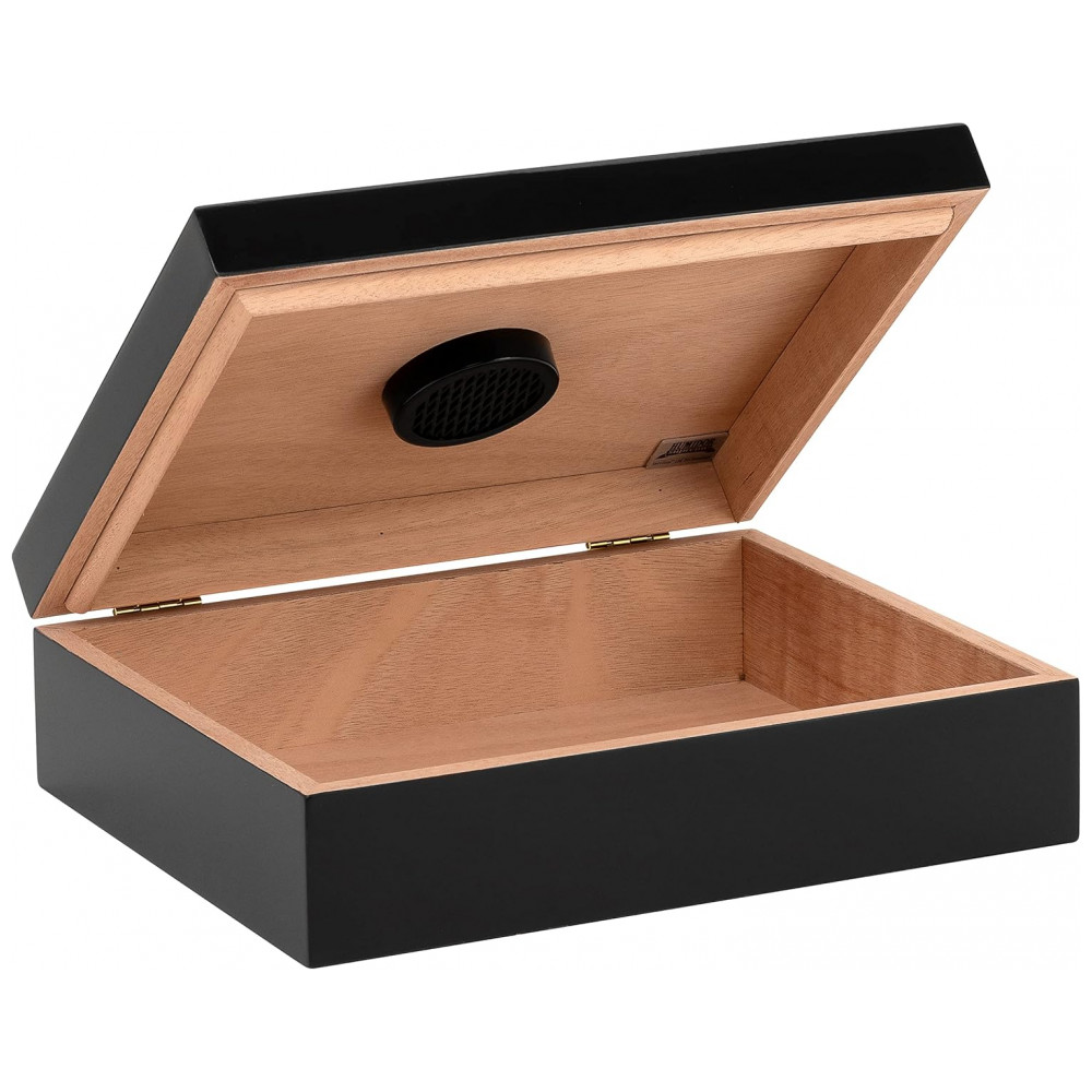 Humidor Supreme Preto Série Red Line 20 Charutos Cedro Espanhol Interior