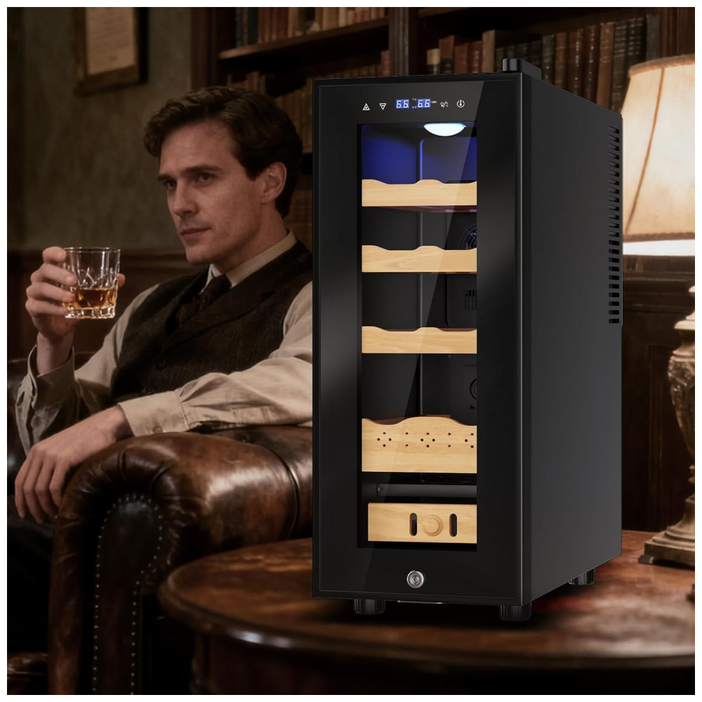 Humidor Elétrico Velivi Preto 35L com Controle de Temperatura e Umidade 110V