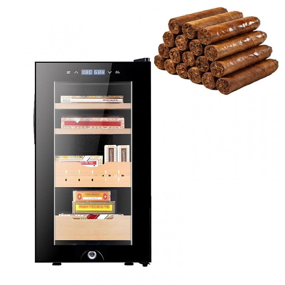 Humidor Elétrico Koyike 46L para 200 Charutos com Aquecimento e Resfriamento Compensação Térmica 110V