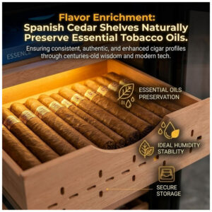Humidor Elétrico Koyike 46L para 200 Charutos com Aquecimento e Resfriamento Compensação Térmica 110V