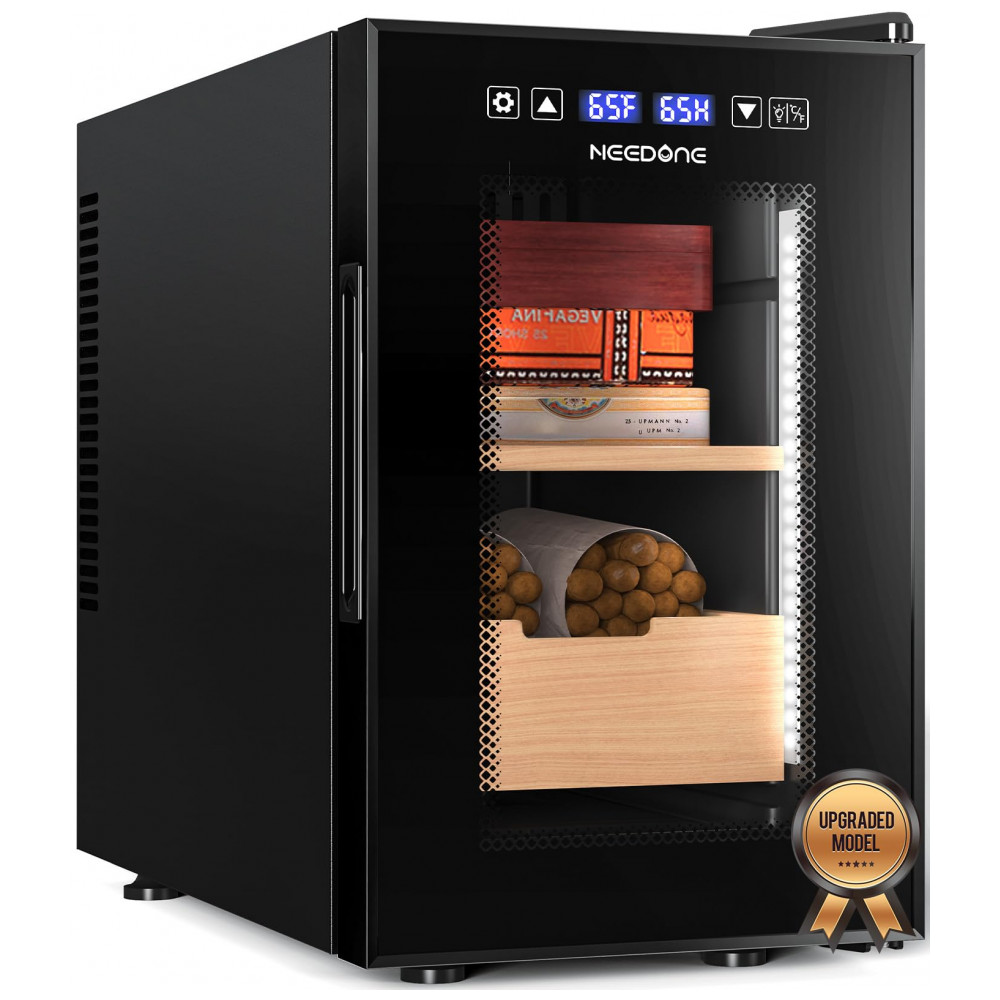 Humidor Elétrico NEEDONE Preto 16L com Controle de Temperatura e Umidade para 100 Charutos 110V