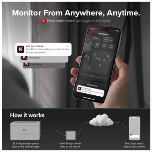 Humidor para Charutos Case Elegance Marrom com Tampa de Vidro e Monitoramento Digital por WiFi