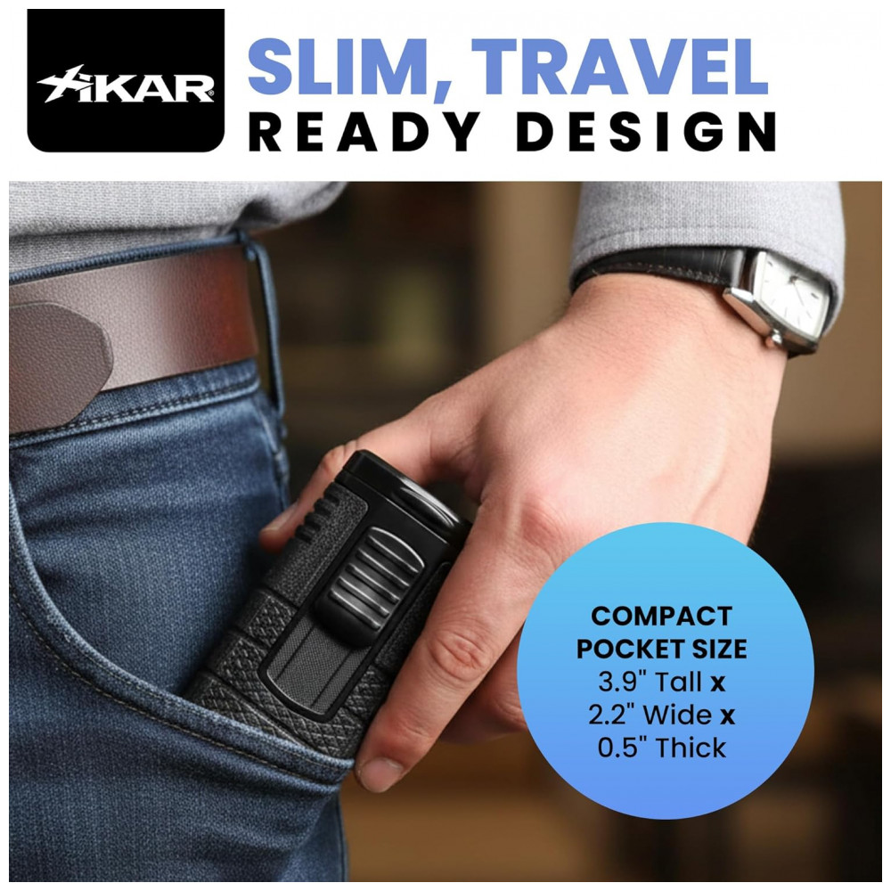 Isqueiro Xikar Tactical Preto Triplo Jato com Resistência ao Vento