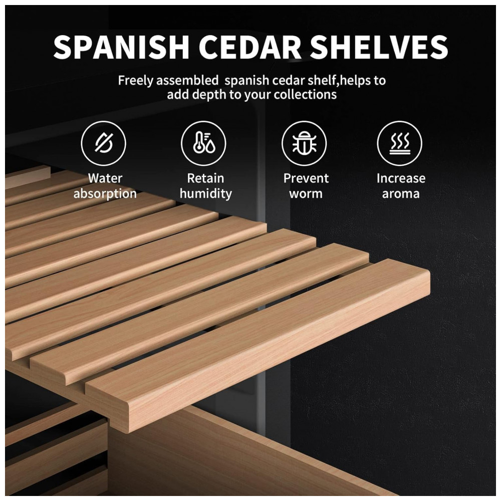 Humidor Elétrico NEEDONE 100 Charutos Madeira Cedro Espanhol com Sistema de Controle de Temperatura 110V