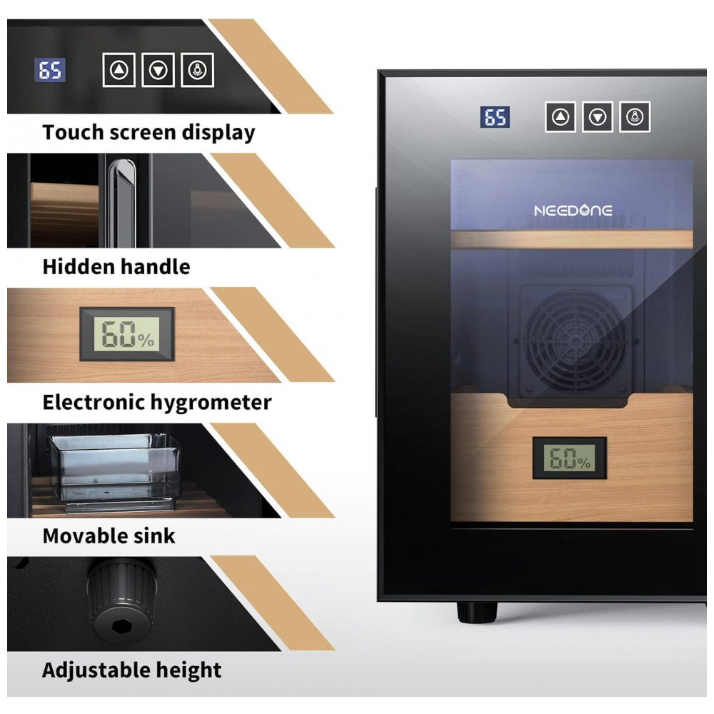 Humidor Elétrico NEEDONE 100 Charutos Madeira Cedro Espanhol com Sistema de Controle de Temperatura 110V