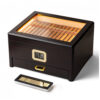 Humidor Woodronic Ébano Capacidade 25 50 Charutos com LED Higrômetro Digital Gaveta Acessórios