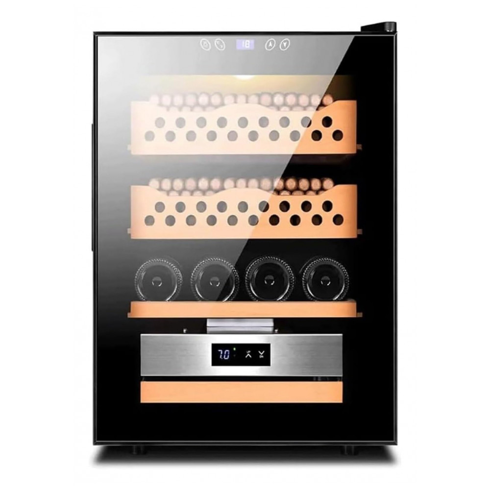 Humidor para Charutos Generic Preto Capacidade 200 300 Unidades com Revestimento Cedro e Higrômetro Digital