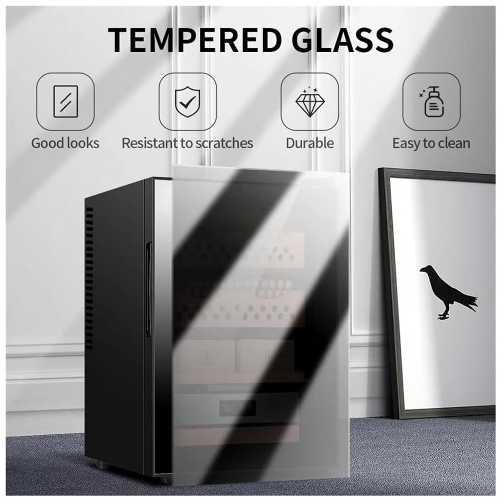 Humidor para Charutos Generic Preto Capacidade 200 300 Unidades com Revestimento Cedro e Higrômetro Digital