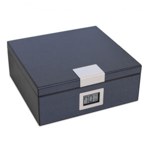 Humidor para Charutos Case Elegance Preto Cedro Espanhol Higrômetro Digital 25 50 Unidades