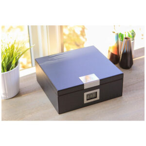 Humidor para Charutos Case Elegance Preto Cedro Espanhol Higrômetro Digital 25 50 Unidades