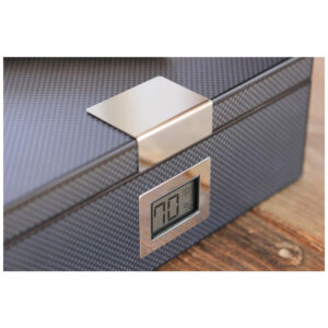 Humidor para Charutos Case Elegance Preto Cedro Espanhol Higrômetro Digital 25 50 Unidades