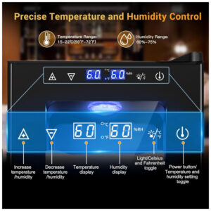 Humidor Elétrico Velieta Marrom e Preto 35L com Prateleiras de Cedro Espanhol e Tela LED 115V