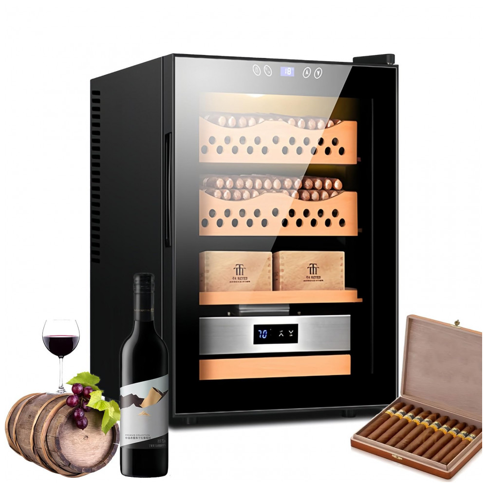 Humidor Elétrico Fablestoryem Preto 50L com Controle de Temperatura e Umidade para 200 300 Charutos 110V