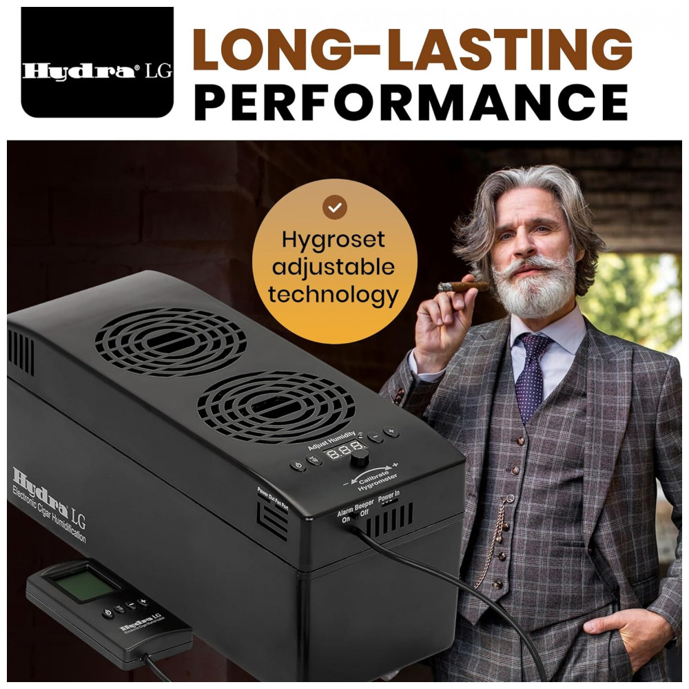 Umidificador Eletrônico Hydra HYDRA LG Preto com Controle Remoto para Humidor até 453 Litros 110V
