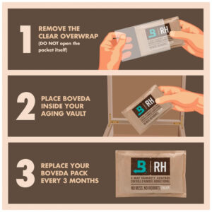 Pacotes de Controle de Umidade Boveda 72 Branco para Humidificadores de Madeira Pack com 12 Unidades