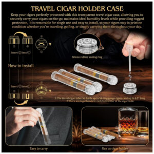 Humidor TISFA Marrom Madeira de Cedro com 2 Higrômetros Digitais e Sistema de Umidificação 50 65 Charutos