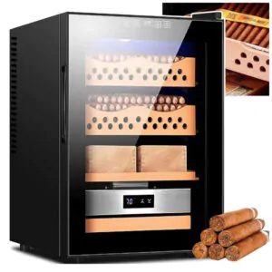 Adega Eletrônica PPOIUYK Preta para 200 300 Charutos com Controle Digital de Temperatura e Umidade 110V