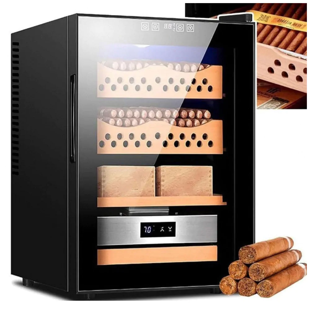 Adega Eletrônica PPOIUYK Preta para 200 300 Charutos com Controle Digital de Temperatura e Umidade 110V