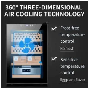 Adega Eletrônica PPOIUYK Preta para 200 300 Charutos com Controle Digital de Temperatura e Umidade 110V